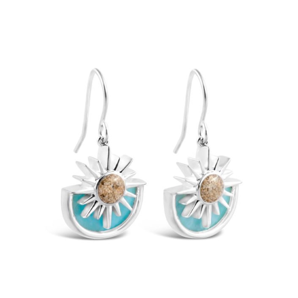 NWT.  Sterling Silver Sun Splash Earrings Larimar and Sand